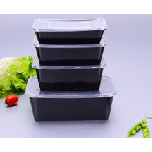 Recipiente de empacotamento descartável plástico seguro da comida da microonda preta